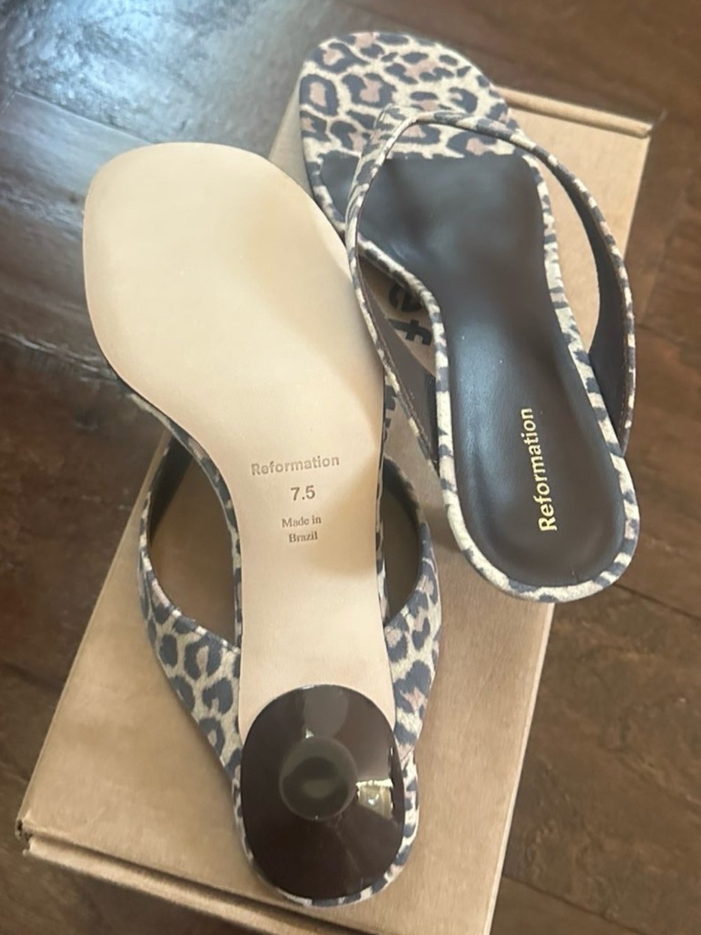 Reformation Sophie  Leopard-Print Suede Sandals 7.5 Brand New - Picture 12 of 14
